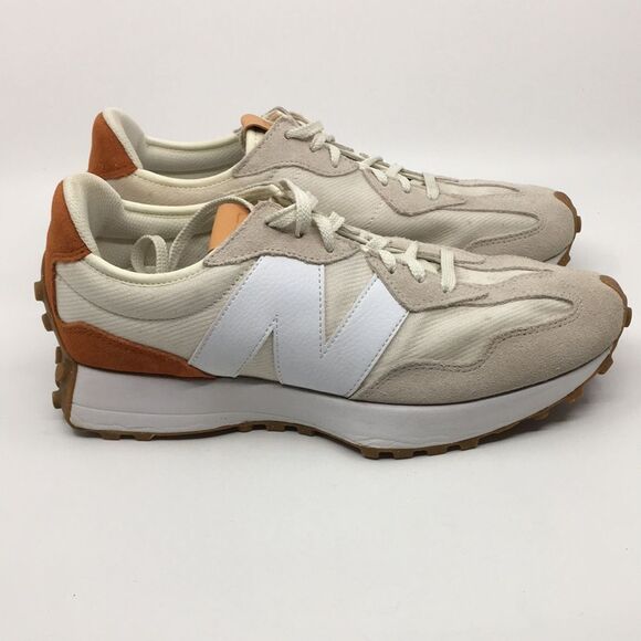 New Balance 327 Sneakers suede trimmed Unisex M 9.5 W 11 SU 43 cream & orange
